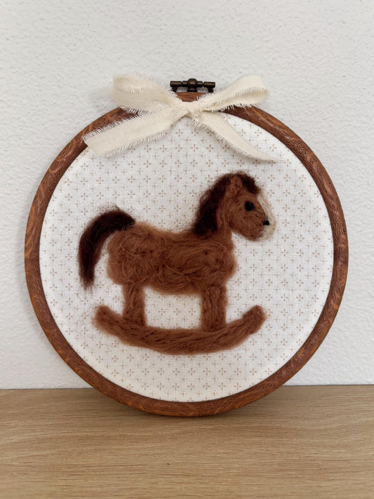 Felted Rocking Horse Embroidery Hoop